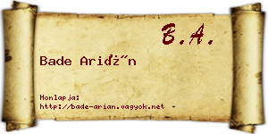 Bade Arián névjegykártya